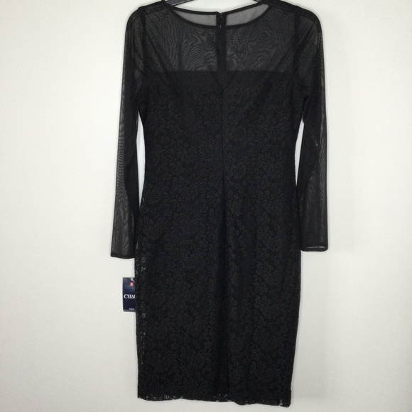 CHAPS Floral and Lace Long Sleeve Dress Black Size 6 - Picture 5 of 10